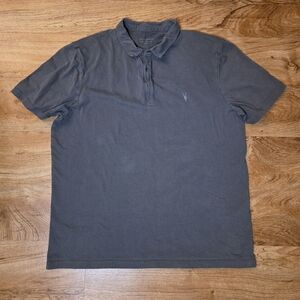 All Saints Grey Short Sleeve Polo Shirt